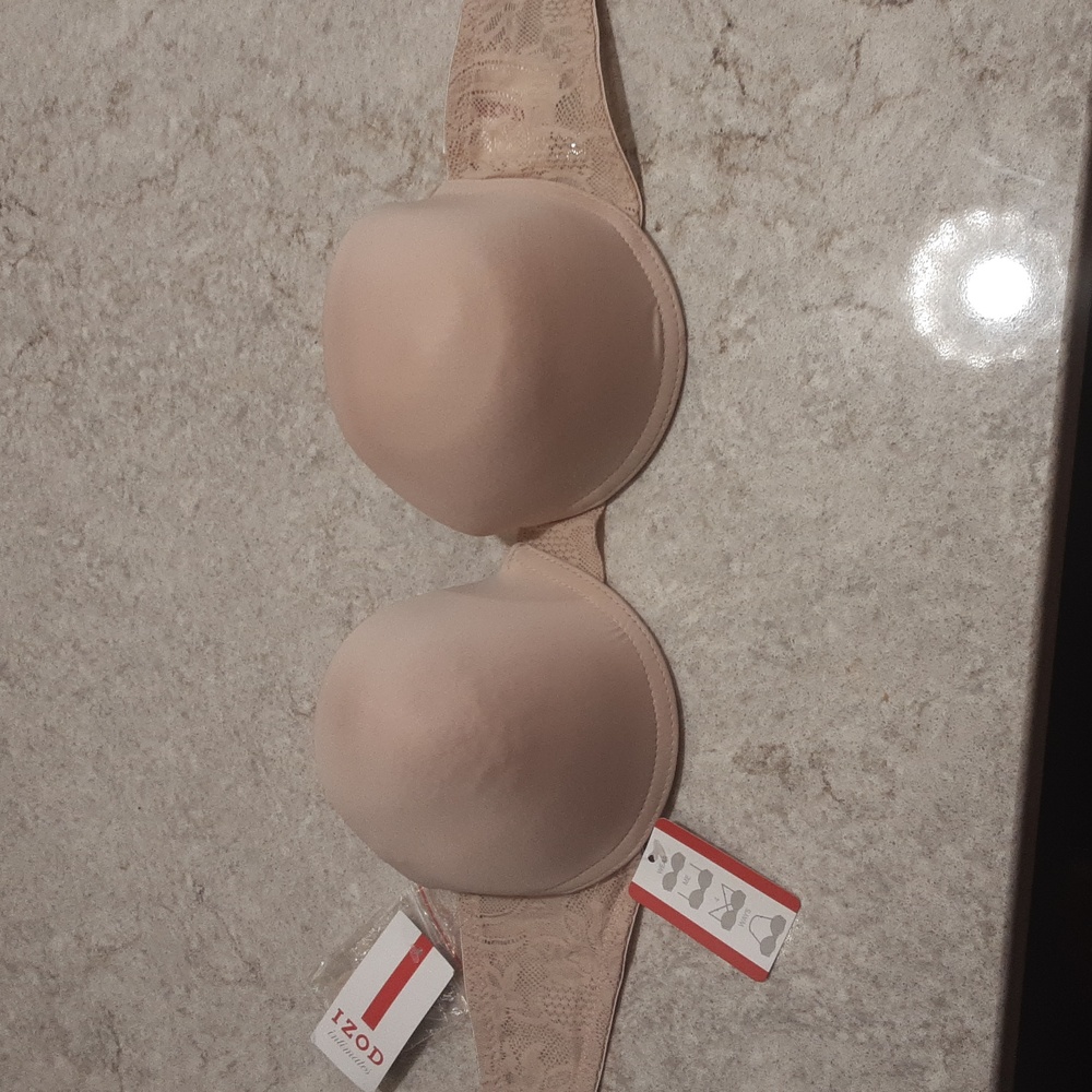 Izod Nude Lace Strapless Bra 36C
